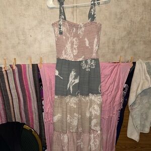 Entro Pink and Gray Floral Maxi Dress